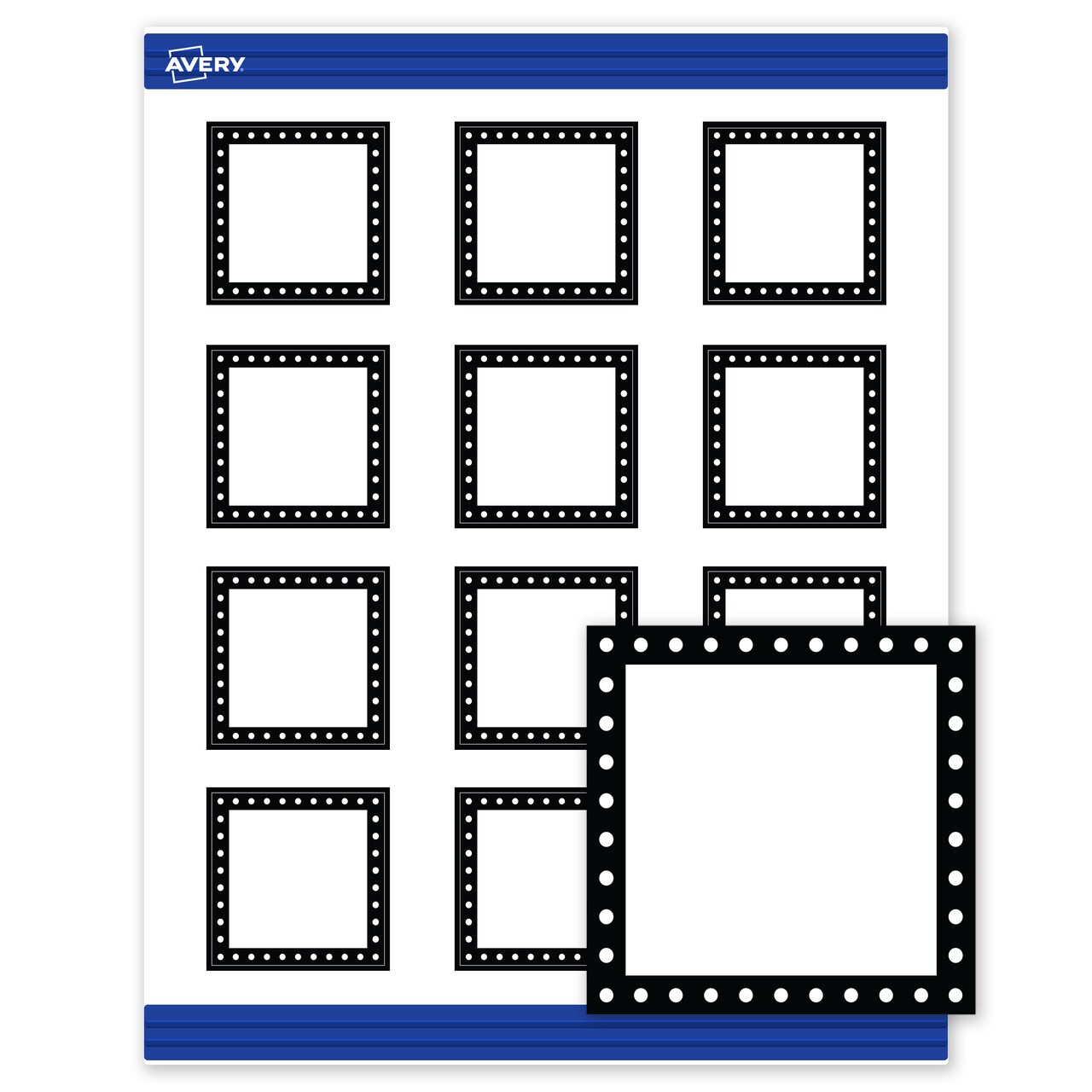 Avery Printable Square Cards, Black and White Polka Dots, 2" x 2", Matte White Square Cards, Laser/Inkjet, 120ct, Great for Business Cards